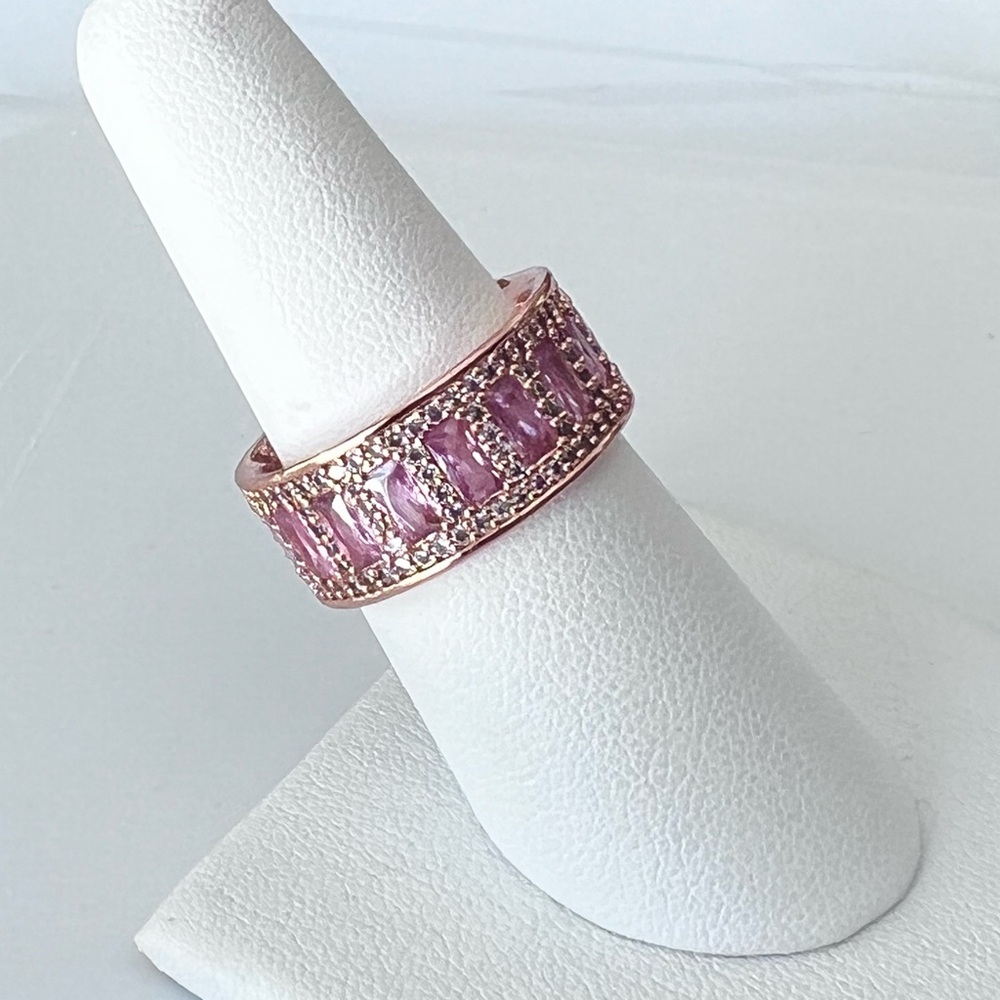 Rose Gold Pink Gemstone Ring 7.5